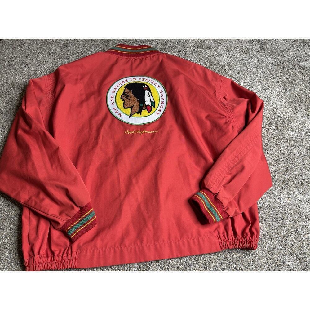 Vintage Peak Performance Red ‘Man And Nature’ Retro Jacket Made Portugal Mens XL